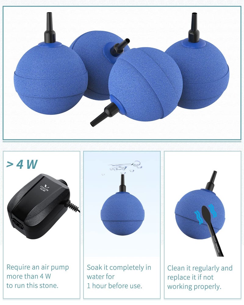 Pawfly Aquarium Air Stone Bubbler 2 Inch, Oxygen Diffuser Airstone for Air Pump Fish Tank Bucket Pond and DWC Reservoir, 4 Pack - Image 4